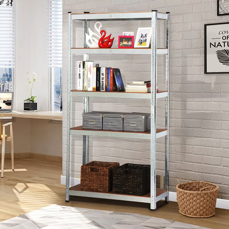 Heavy Duty 5 Tier Garage Shelving Units, Kitchen Storage Shelves, Metal Storage Shelves Shed Utility Rack Greenhouse Shelving, Garage Shelving Storage Shelves Unit, 175kg Load Per Shelf, 150cm x 70cm x 30cm