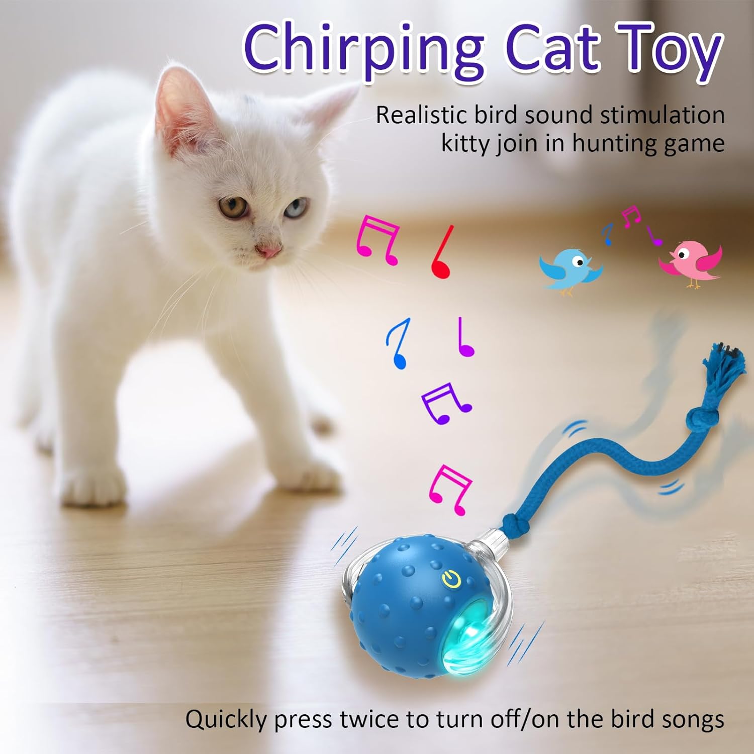 Interactive Cat Toys Ball for Indoor Cats Fast Rolling on Carpet