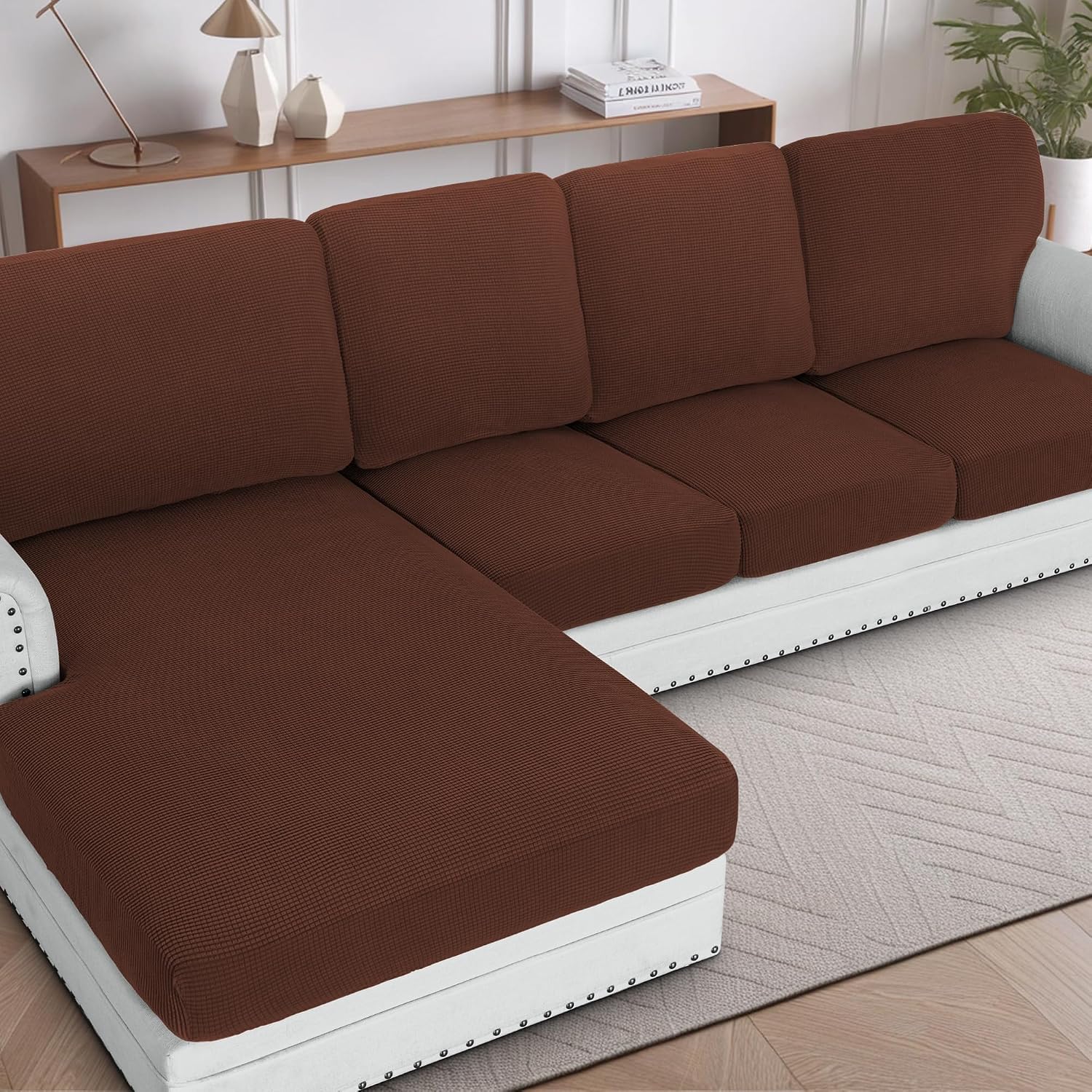 H.VERSAILTEX Sectional Couch Covers 8 Pieces Stretch Sofa Covers for Sectional Sofa