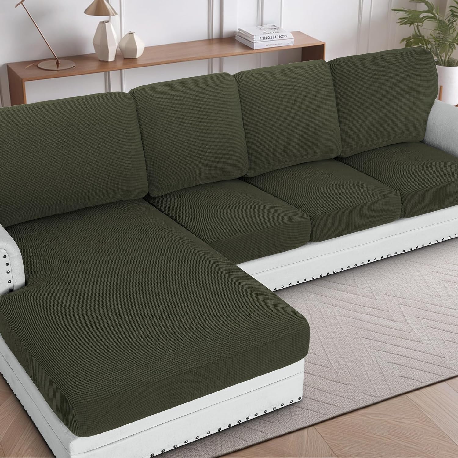 H.VERSAILTEX Sectional Couch Covers 8 Pieces Stretch Sofa Covers for Sectional Sofa