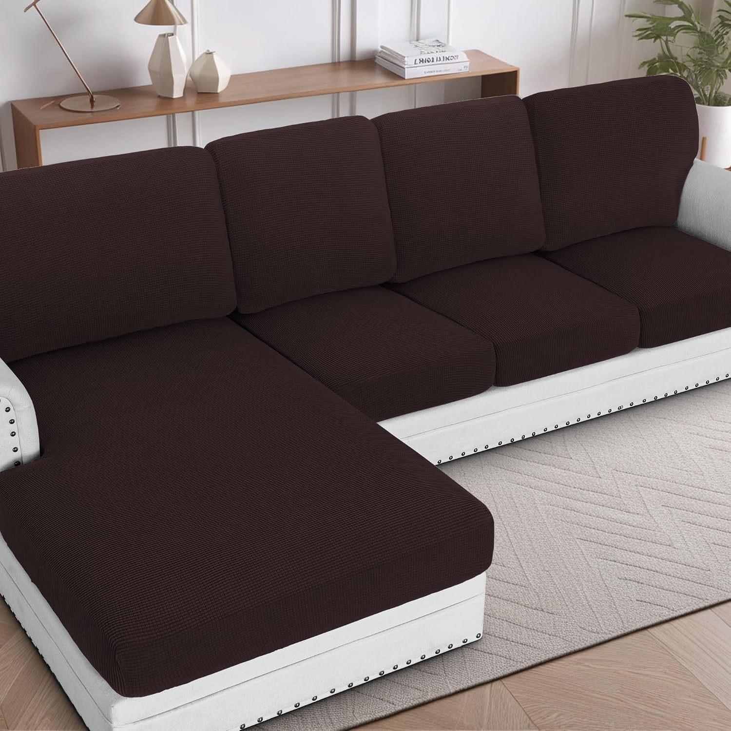 H.VERSAILTEX Sectional Couch Covers 8 Pieces Stretch Sofa Covers for Sectional Sofa