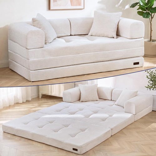 MAXYOYO Convertible Sofa Bed, Floor Sofa Couch with L-Shaped Backrest