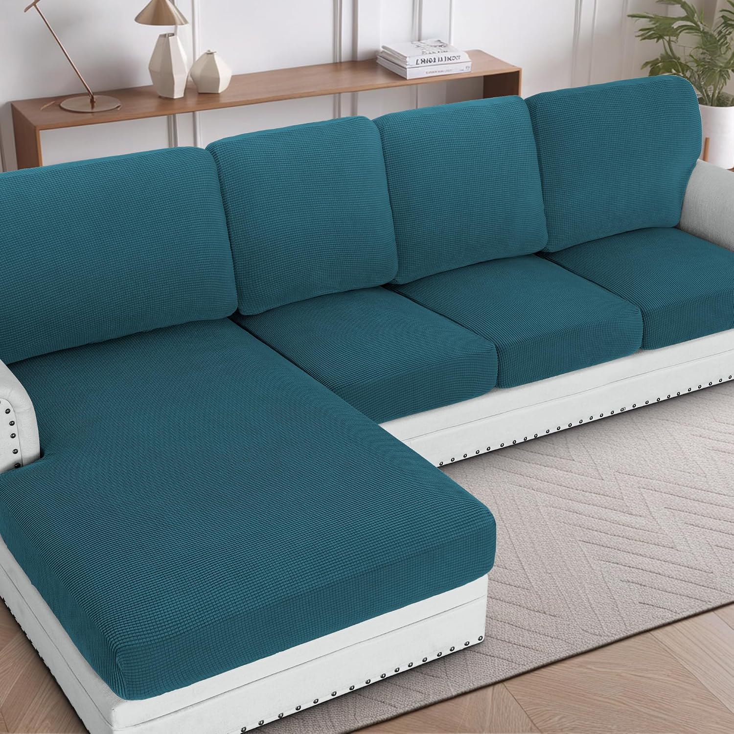 H.VERSAILTEX Sectional Couch Covers 8 Pieces Stretch Sofa Covers for Sectional Sofa