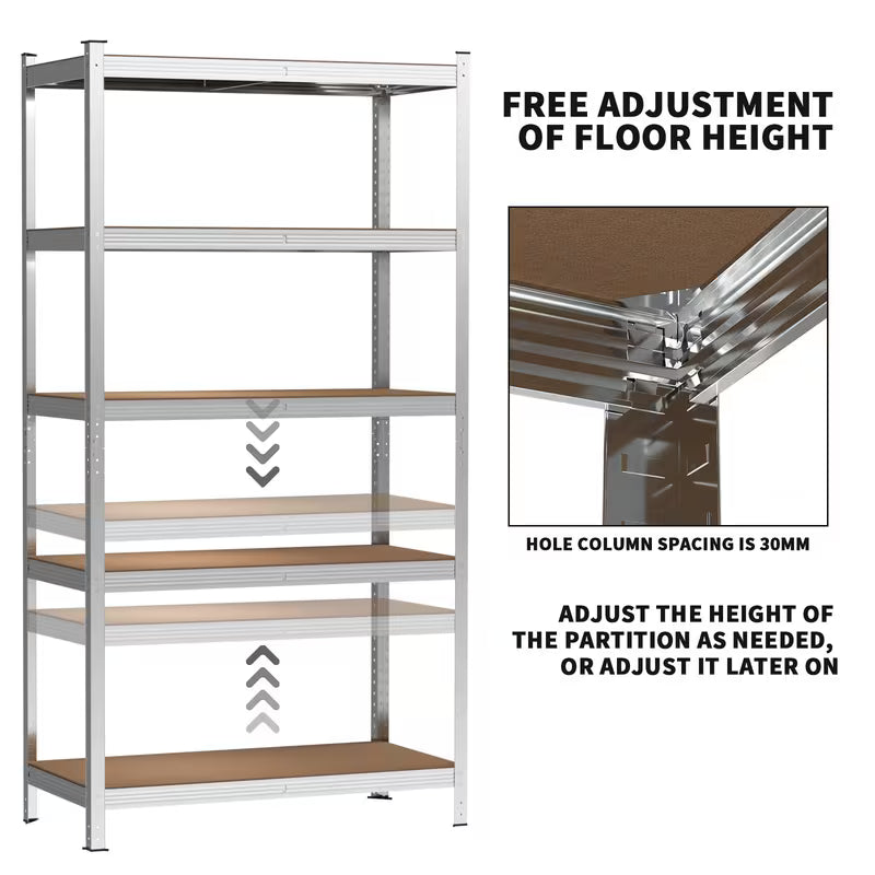Heavy Duty 5 Tier Garage Shelving Units, Kitchen Storage Shelves, Metal Storage Shelves Shed Utility Rack Greenhouse Shelving, Garage Shelving Storage Shelves Unit, 175kg Load Per Shelf, 150cm x 70cm x 30cm